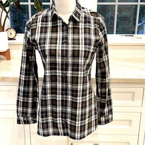 J. Crew Perfect navy tartan plaid shirt